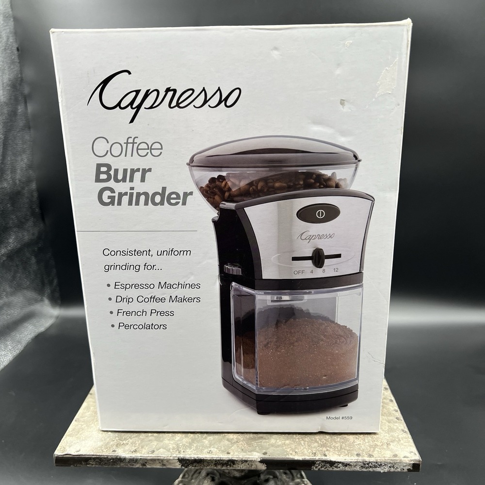 Capresso Coffee Burr Grinder Model 559 Black/Silver - Open Box Brand New
